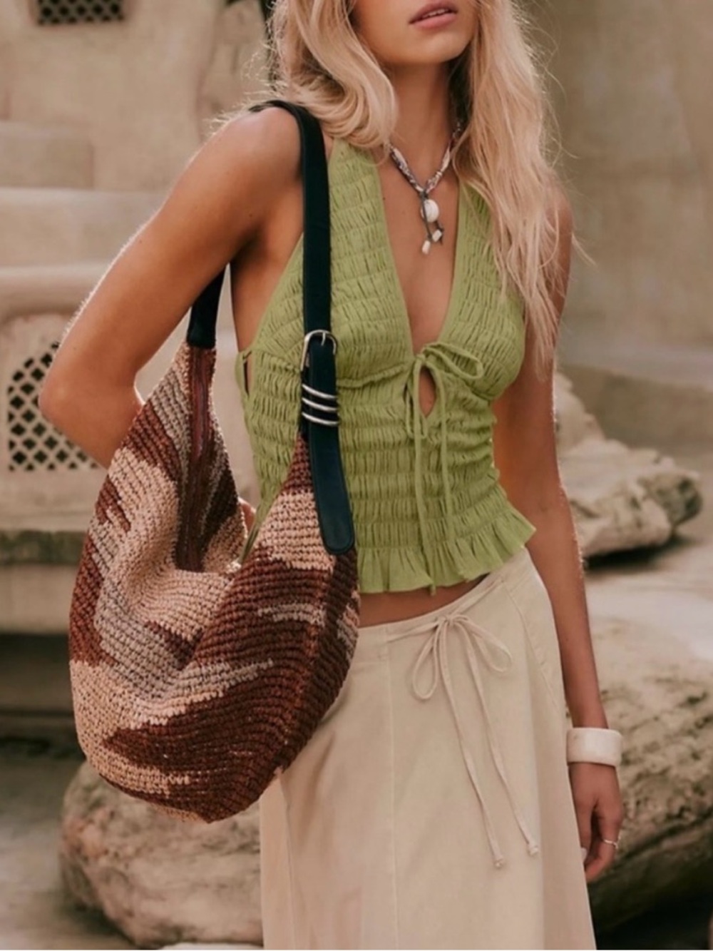 NWT Free People The Santorini Straw Tote